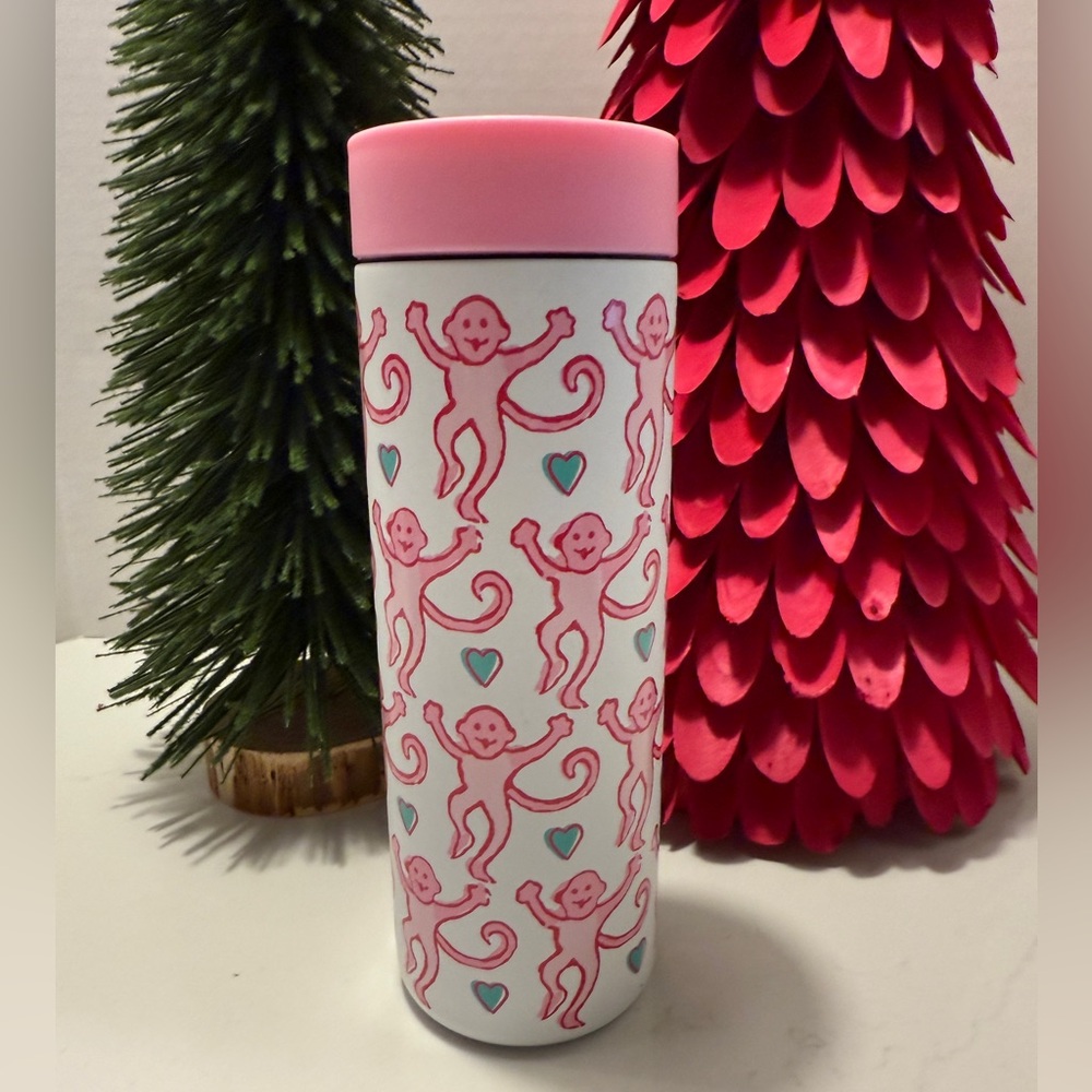 NEW Starbucks X Roller Rabbit 16oz Stainless Steel Tumbler Festive Pink
